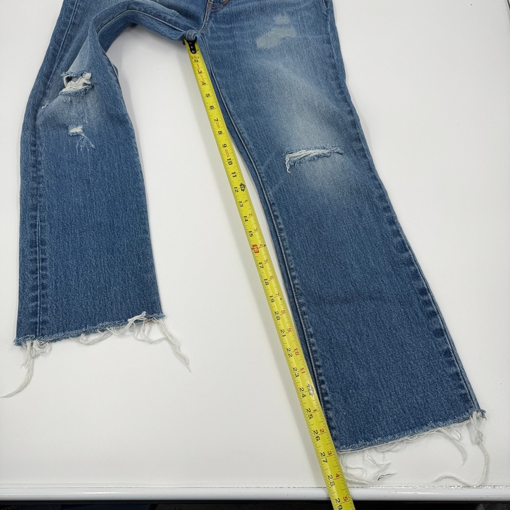 Levis 544 Straight Distressed Medium Wash Denim Jeans Raw Hem Size 27 Sample Tag - Picture 9 of 16
